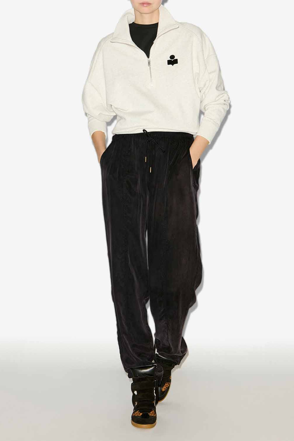 Zaylee flowing satin pants - Black - Woman - 2