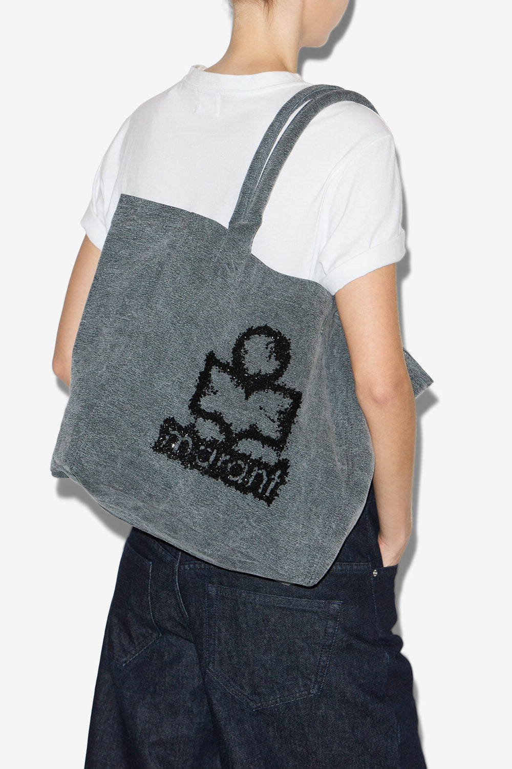 Small yenky faded cotton bag with logo - Gray - Woman - 3