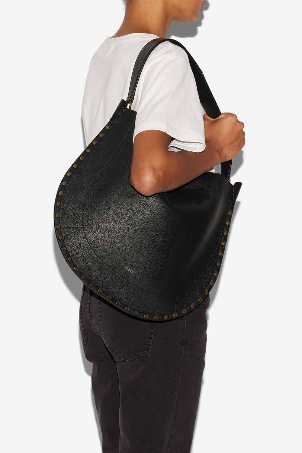 Oskan hobo soft grained calfskin leather handbag - Black - Woman - 2