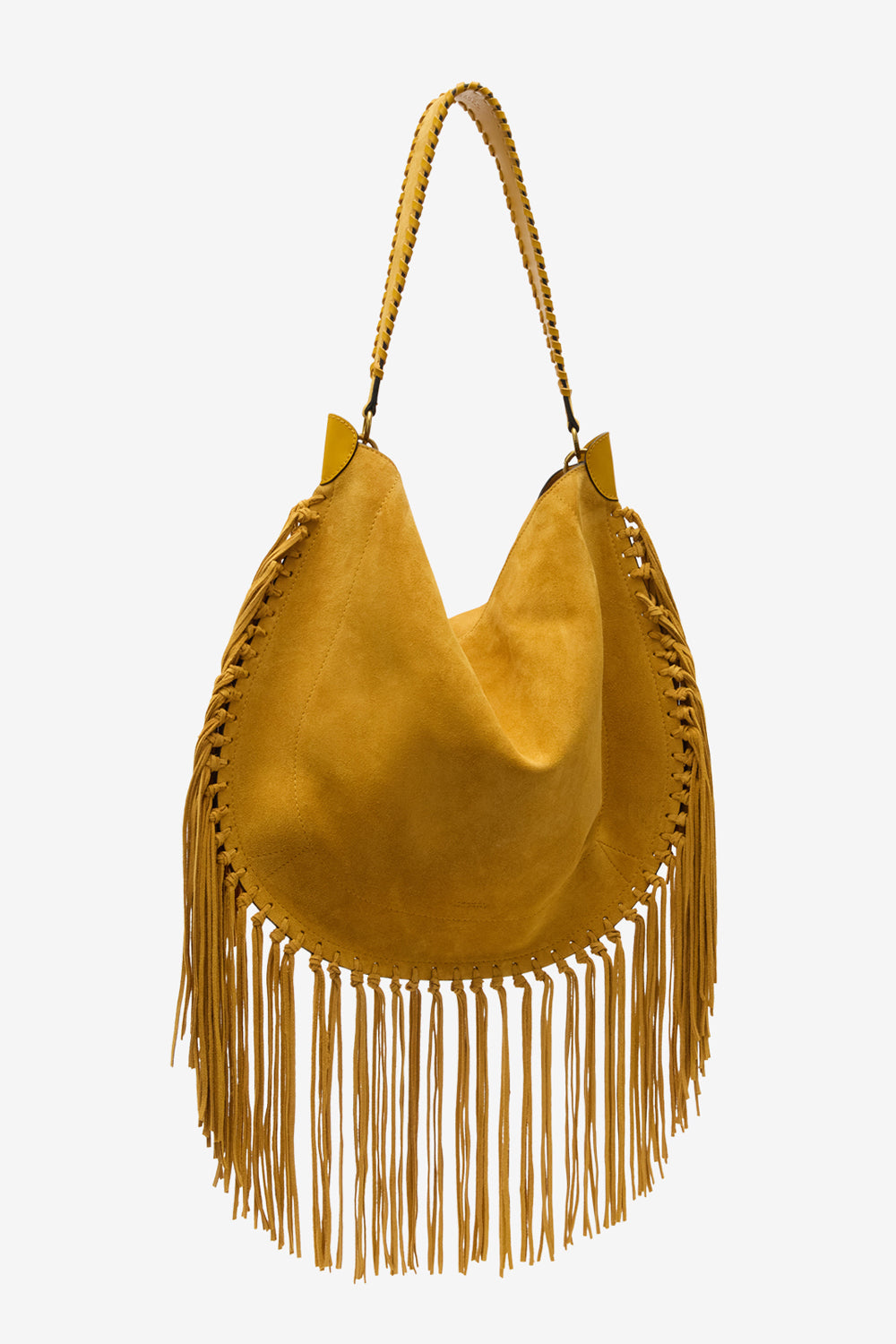 Oskan hobo soft fringed suede calfskin leather handbag - Saffron - Woman - 5