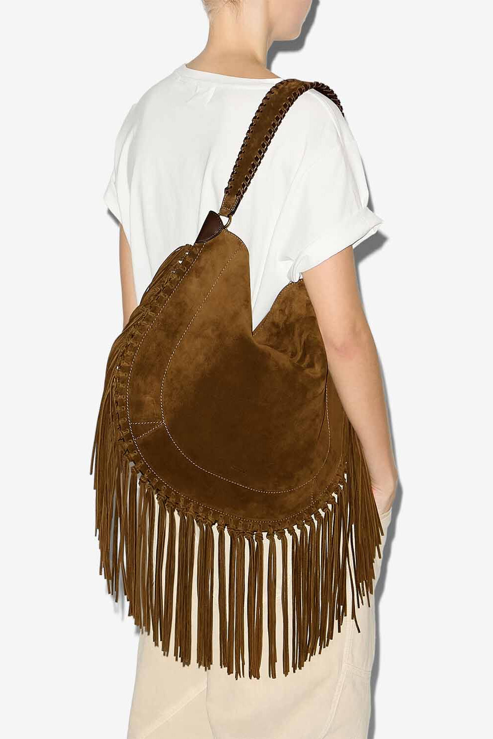 Oskan hobo soft suede calfskin leather bag - Bronze - Woman - 2