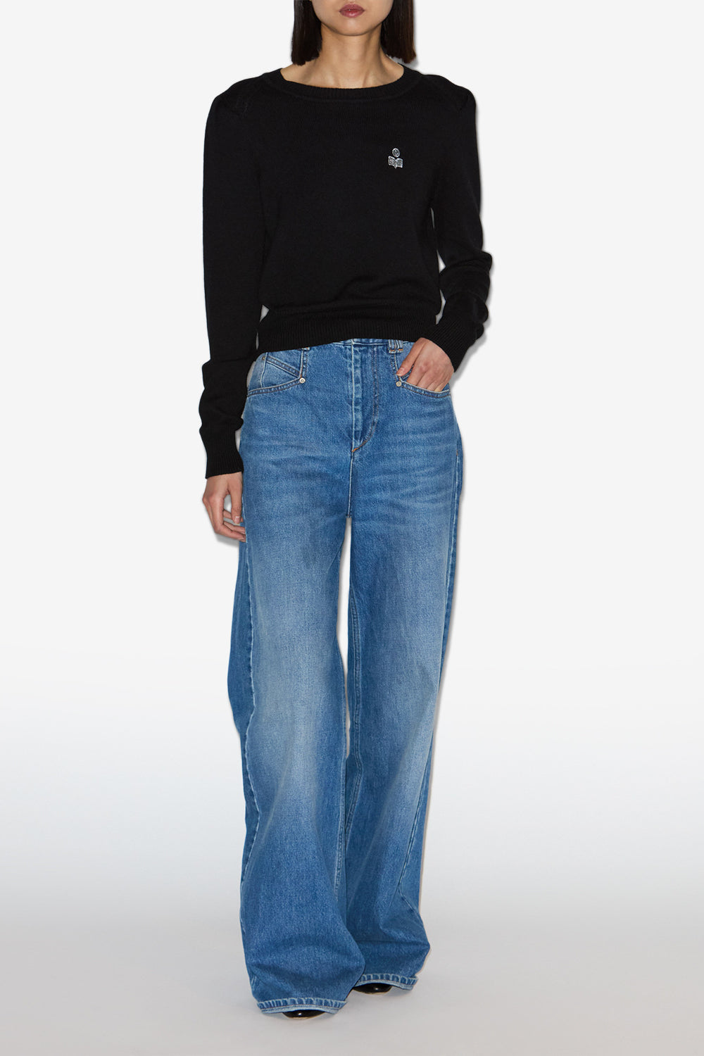 Abelle cotton sweater with logo - Black - Woman - 2