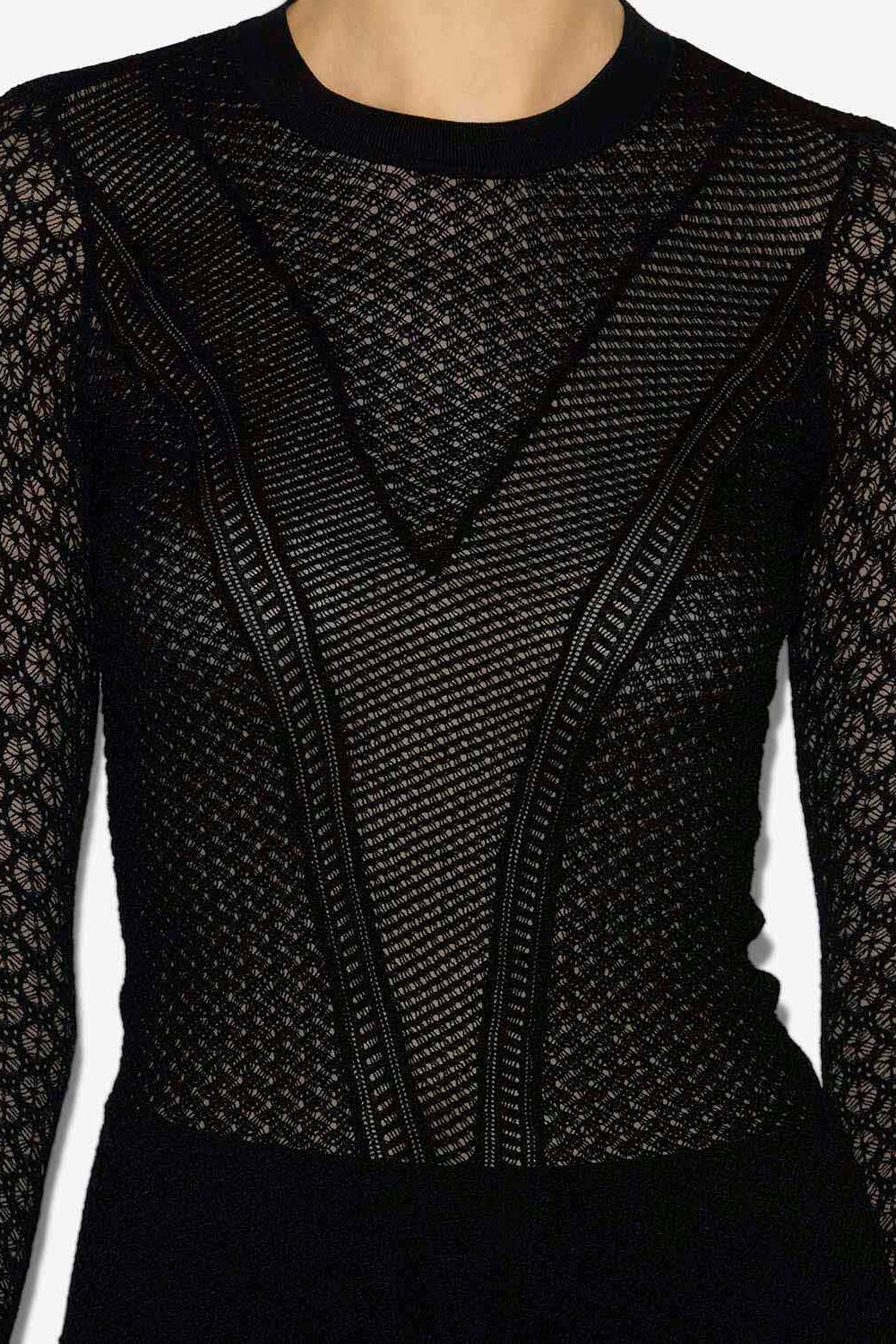 Feryelle lace patchwork knit sweater - Black - Woman - 3