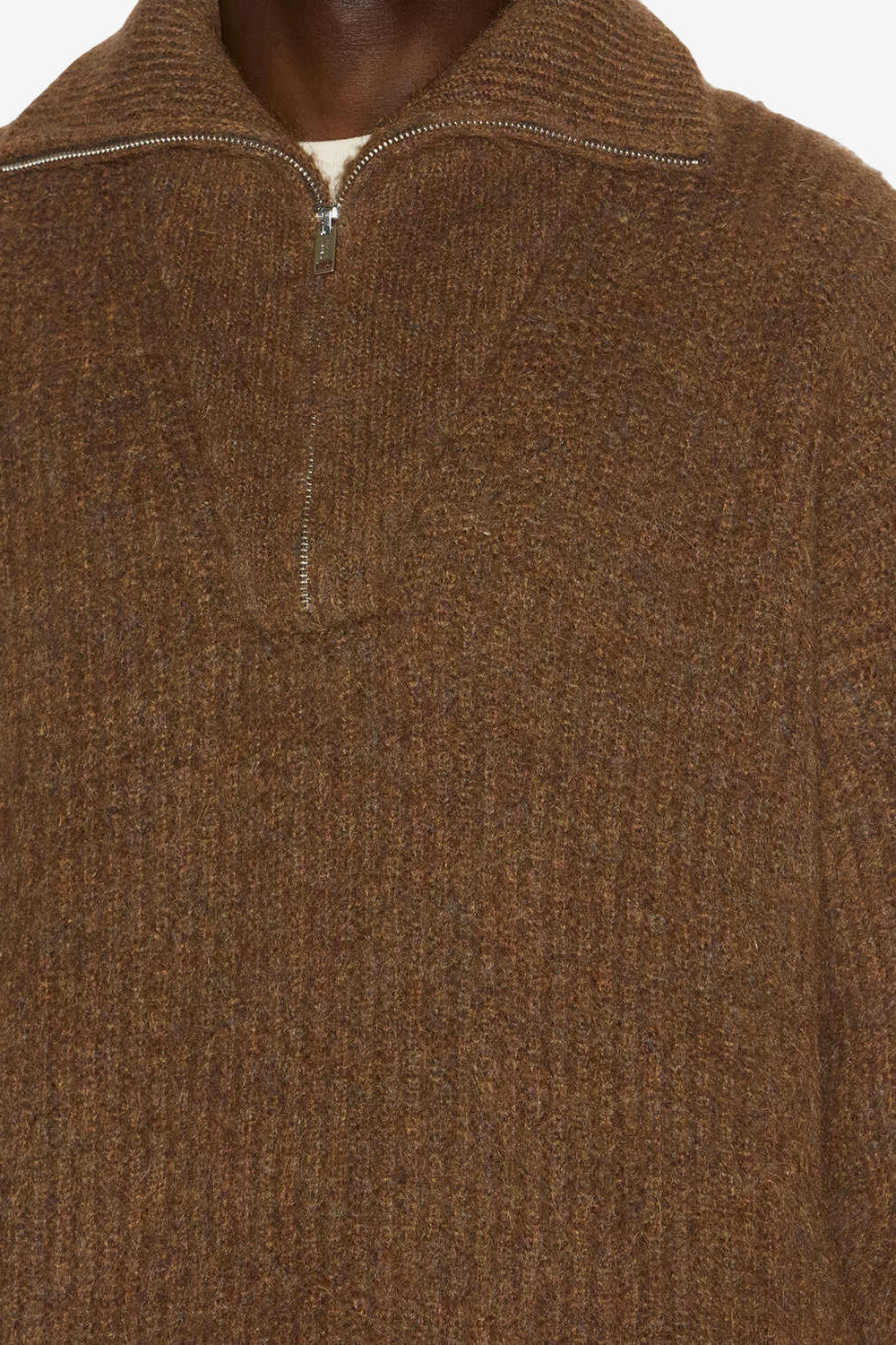 Dinan zip-up collar knit sweater - Brown - Man - 3