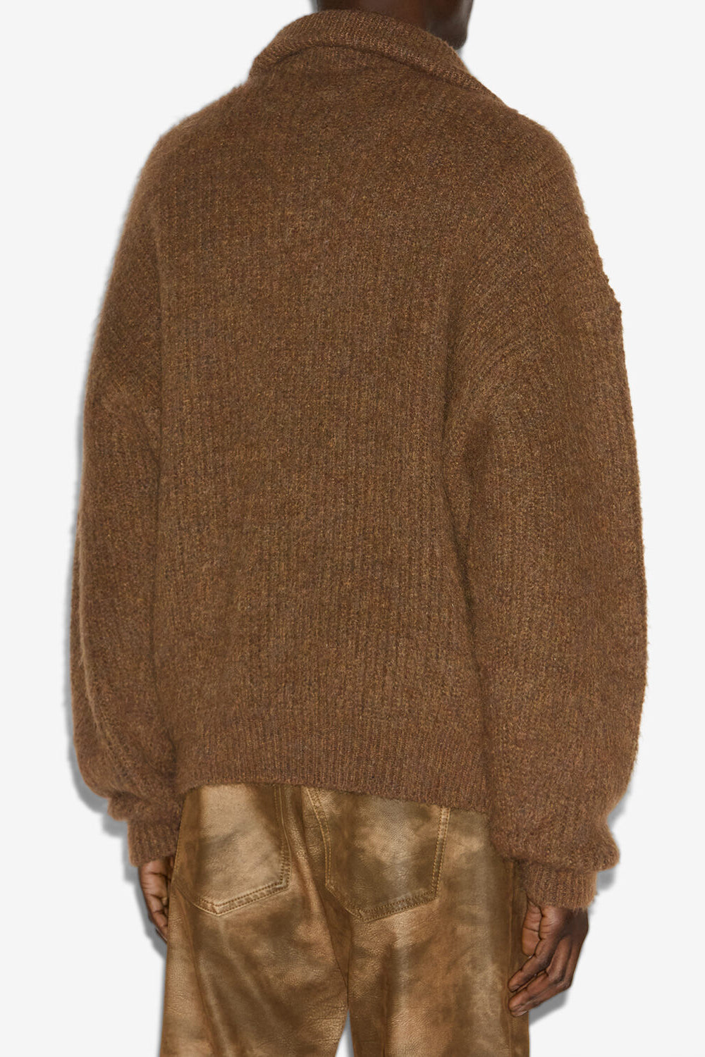 Dinan zip-up collar knit sweater - Brown - Man - 5