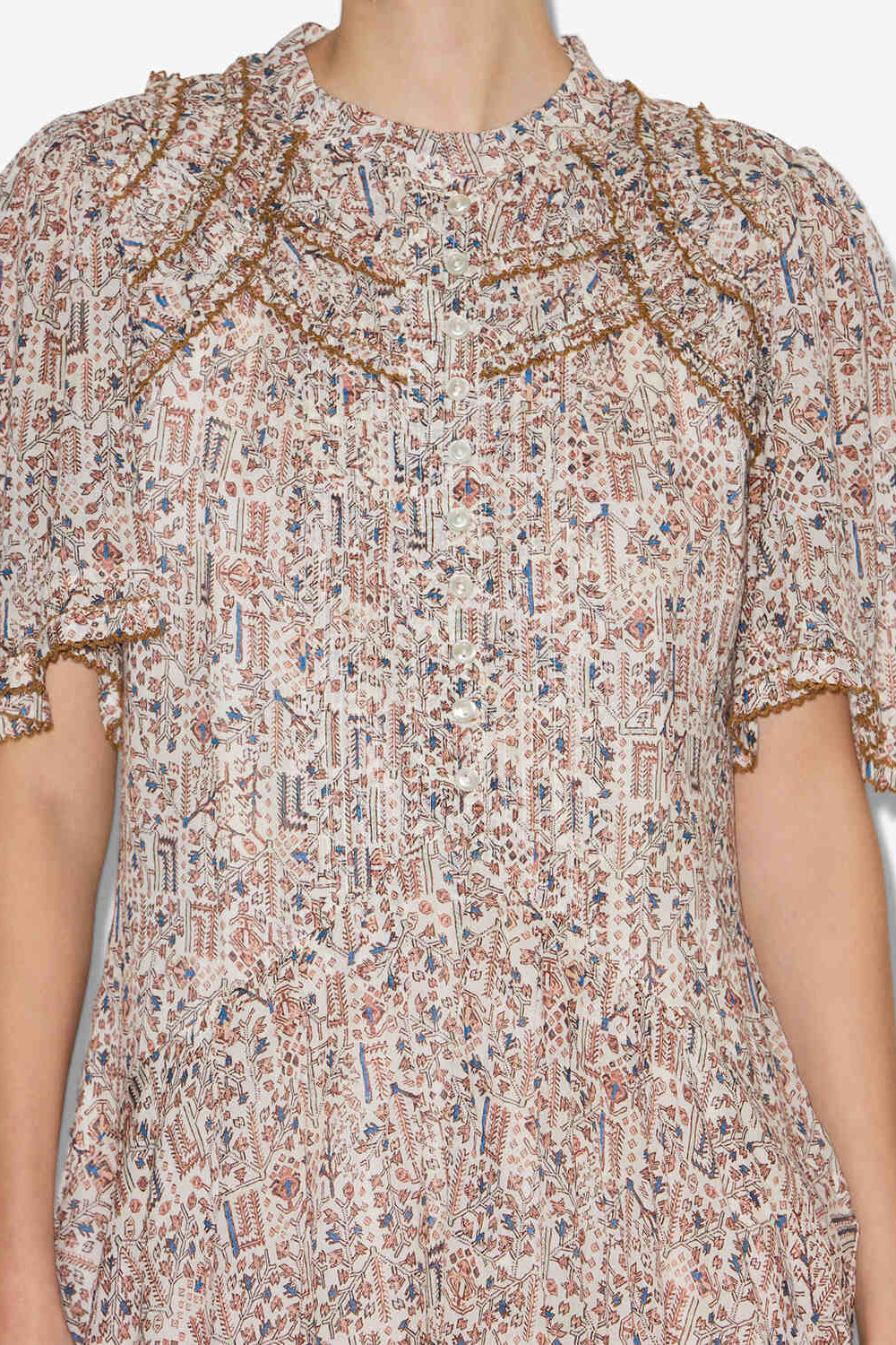 Celyana short gathered cotton dress - Ecru - Woman - 3