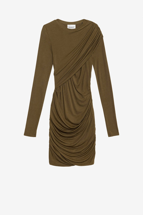Denise short draped jersey dress - Khaki - Woman