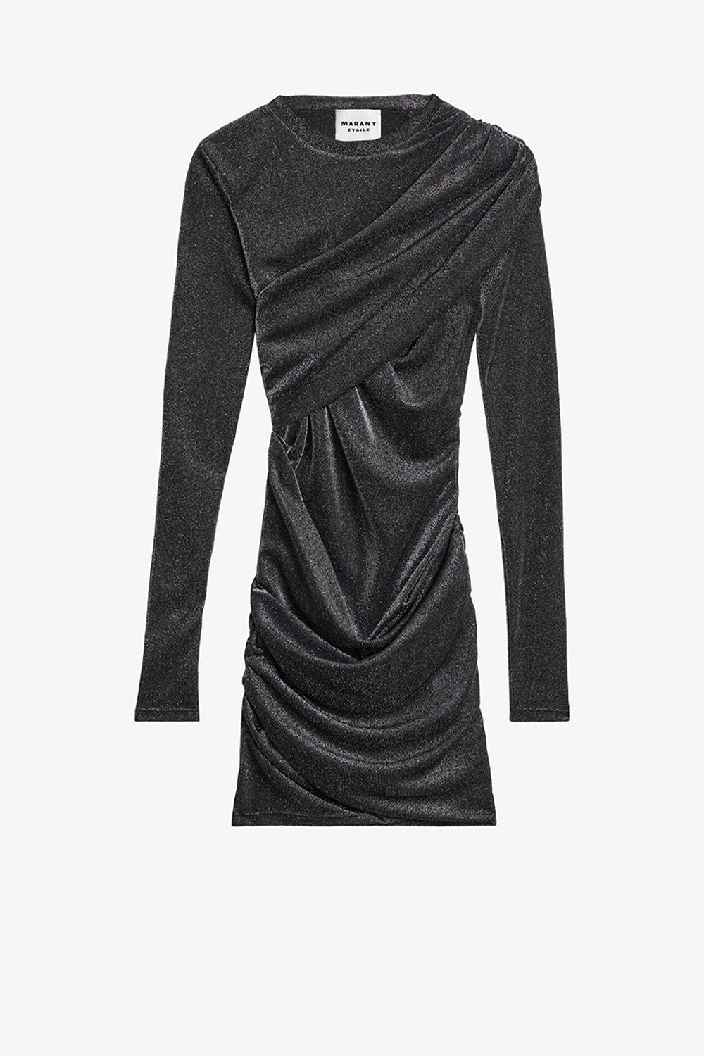 Robe courte drapée denise en lurex - Gun metal - Woman - 1