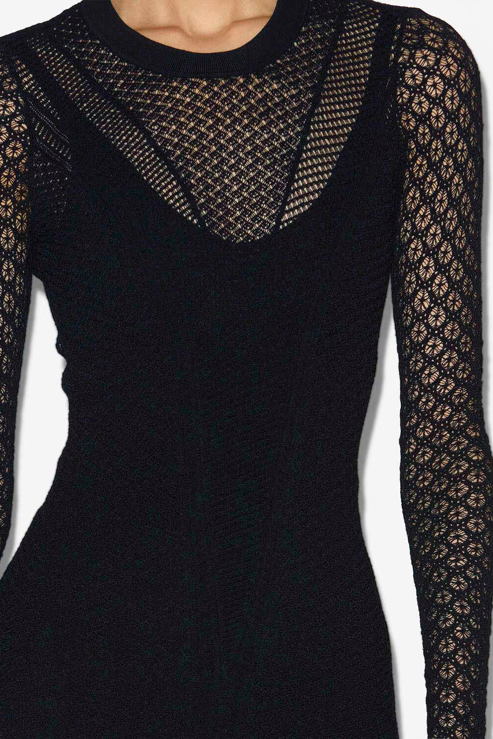 Florie lace patchwork knit dress - Black - Woman - 3
