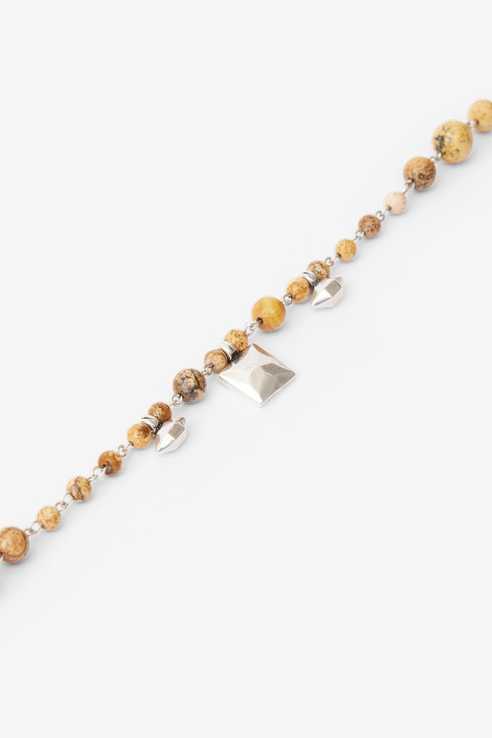 Jack natural stone chain necklace - Natural and silver - Man - 2