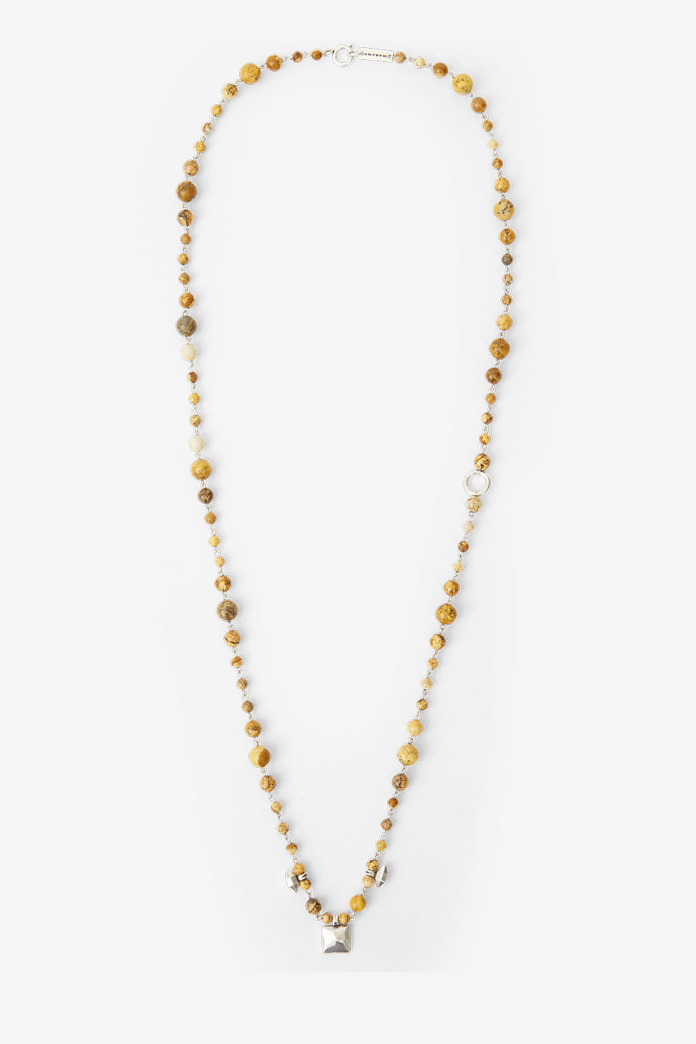 Jack natural stone chain necklace - Natural and silver - Man - 1