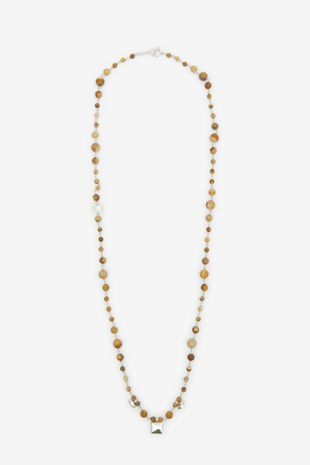 Collana lunga in pietra naturale jack - Natural and silver - Man - 1