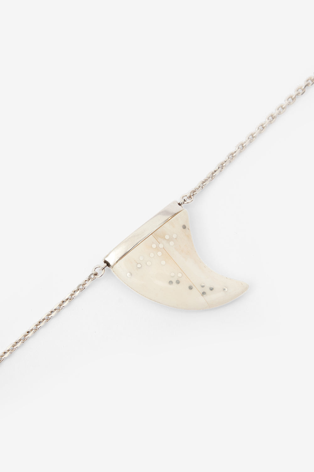 Elliot long buffalo horn necklace - Ecru-silver - Man - 2