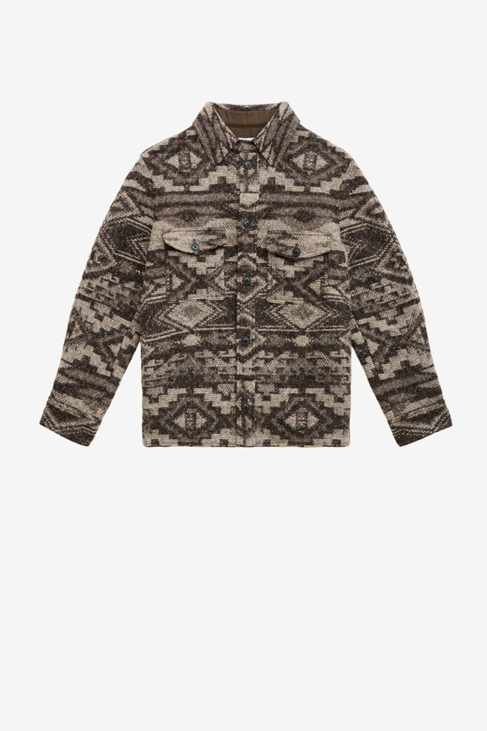 Kervon patterned wool blend jacket - Dark brown - Man - 1