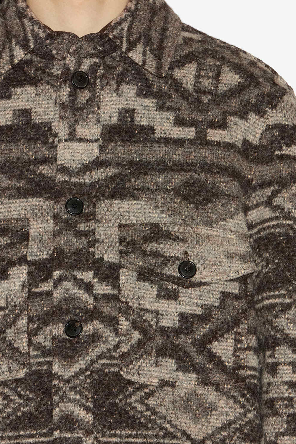 Kervon patterned wool blend jacket - Dark brown - Man - 3