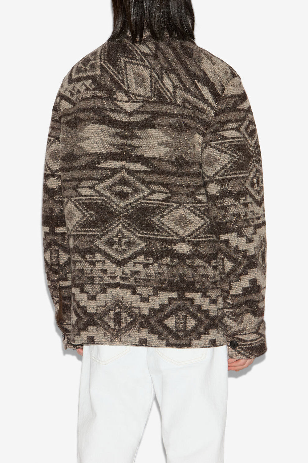 Kervon patterned wool blend jacket - Dark brown - Man - 5