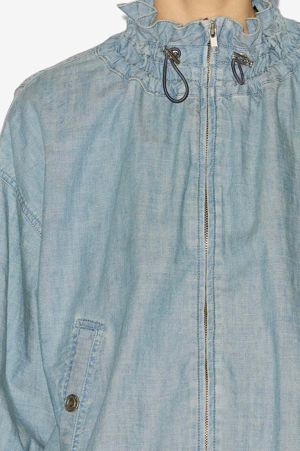 Plume short chambray jacket - Blue - Woman - 3