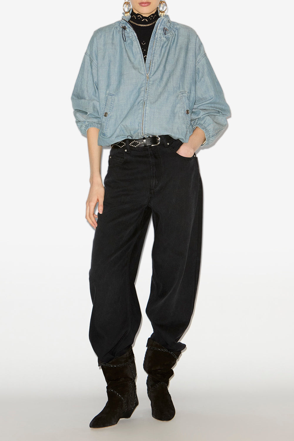 Plume short chambray jacket - Blue - Woman - 2