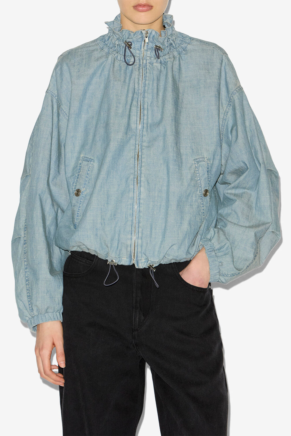 Plume short chambray jacket - Blue - Woman - 4