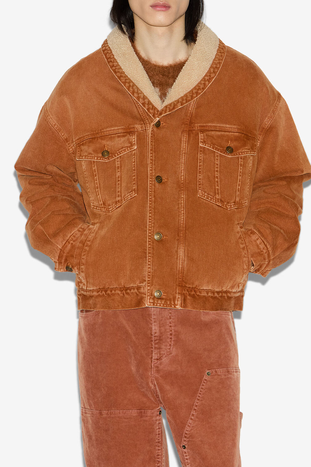Jacke jackson aus denim und kunstpelz - Ochre - Man - 4