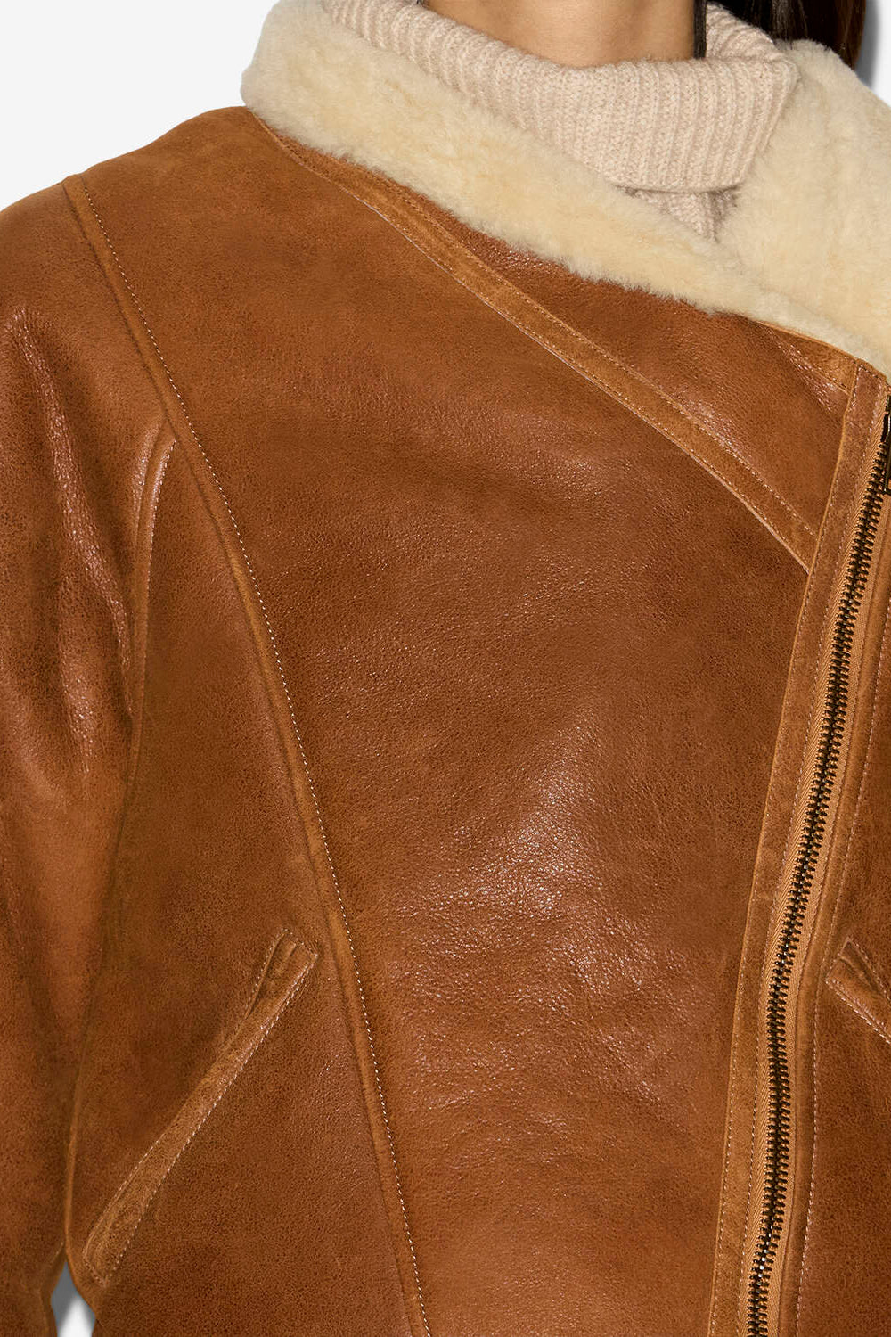 Blondine shearling lambskin jacket - Cognac - Woman - 3