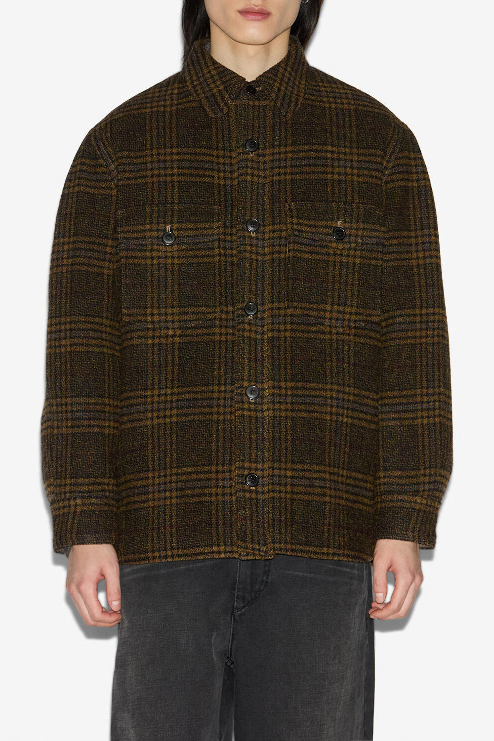 Kervey checkered virgin wool jacket - Khaki - Man - 4