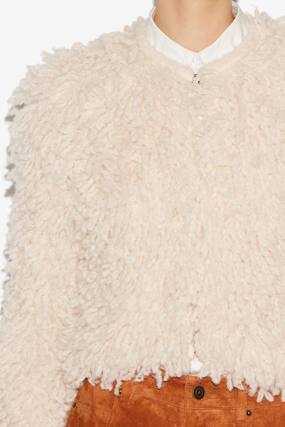 Fedra fur style wool jacket - Ecru - Woman - 3