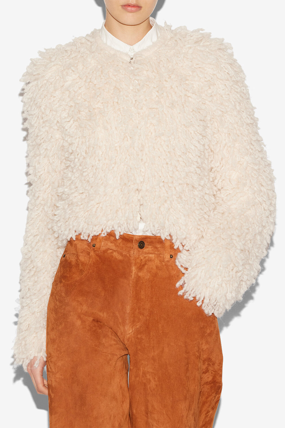 Fedra fur style wool jacket - Ecru - Woman - 4