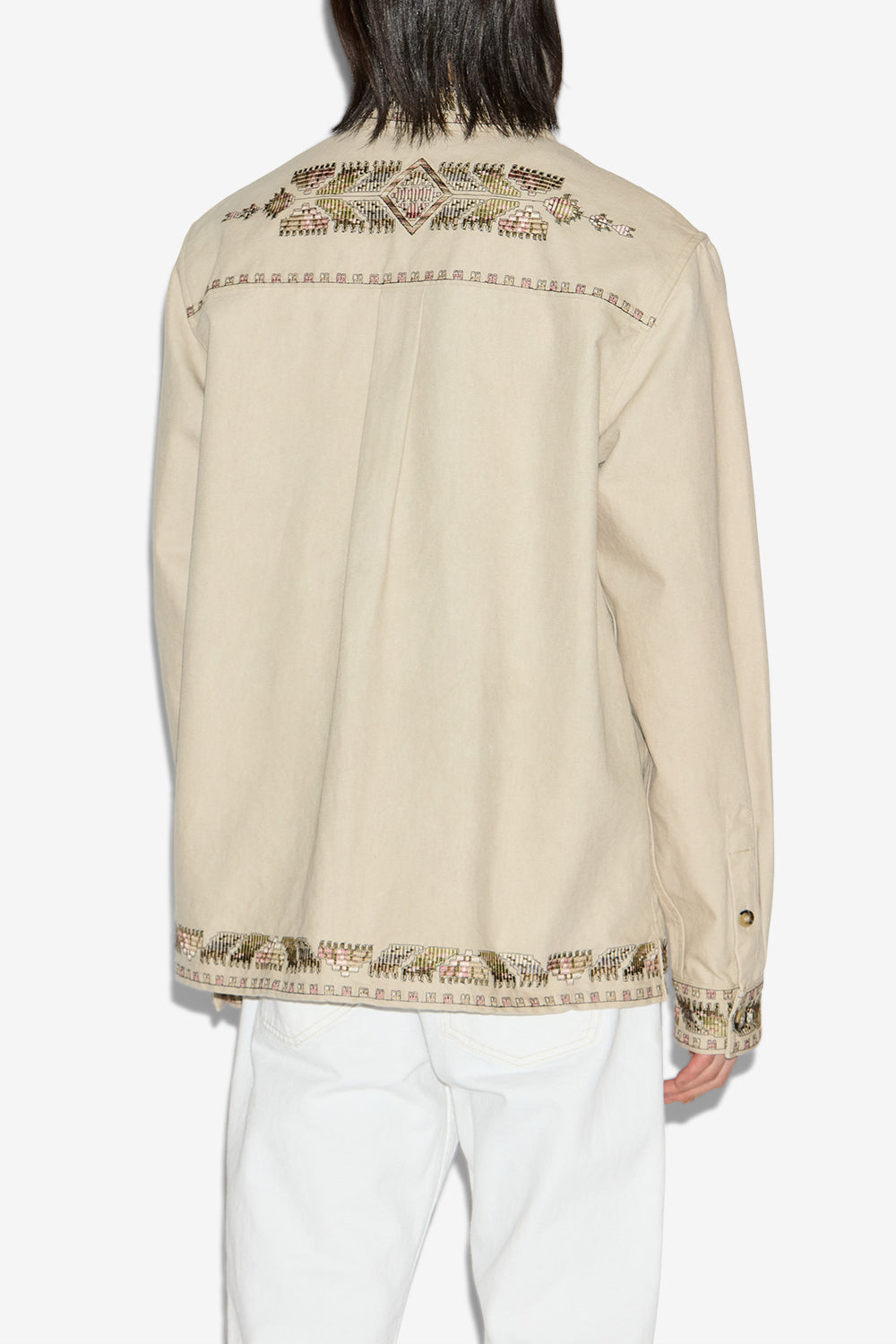 Rudy embroidered cotton overshirt - Ecru - Man - 5