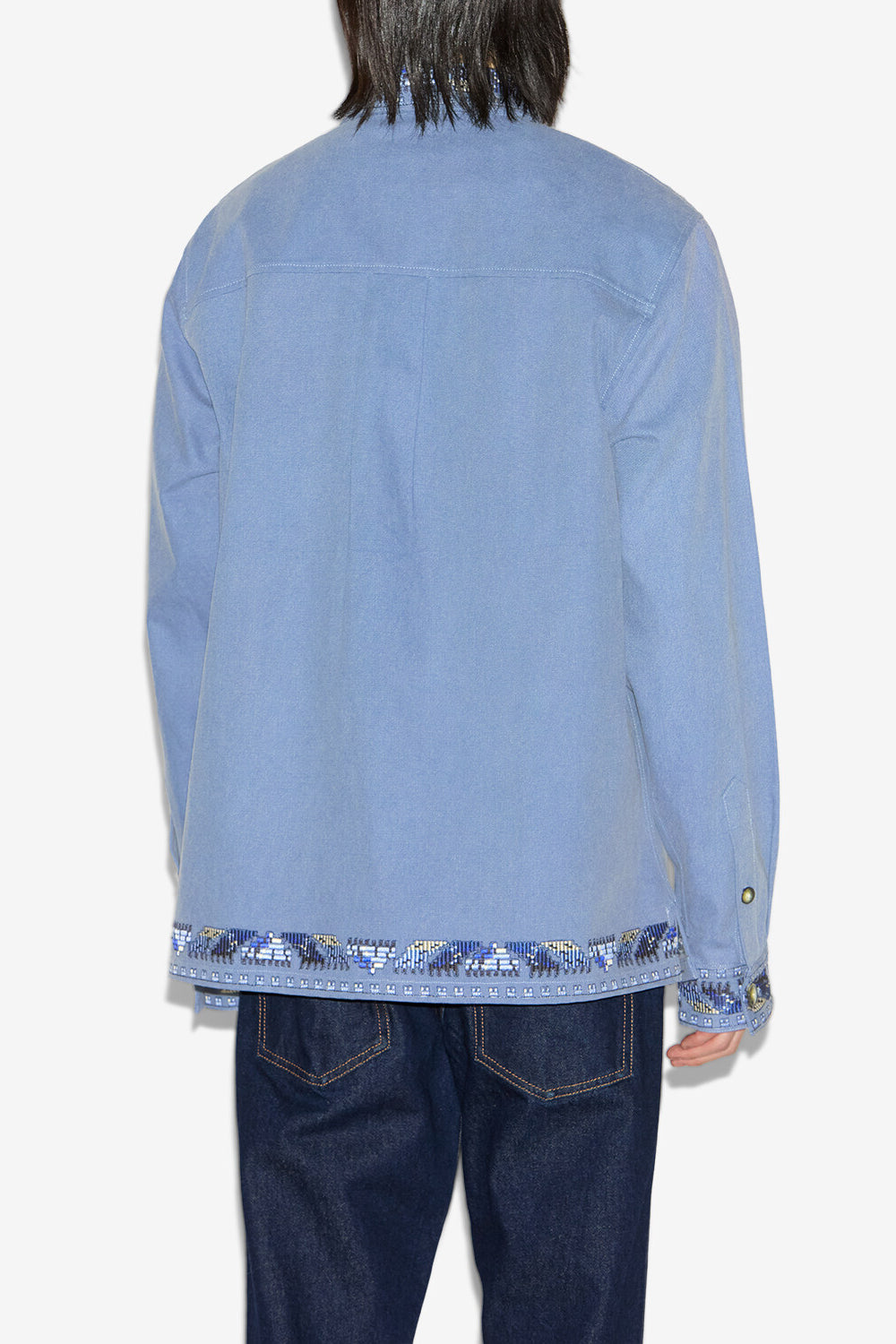 Rudy embroidered cotton overshirt - Blue - Man - 5