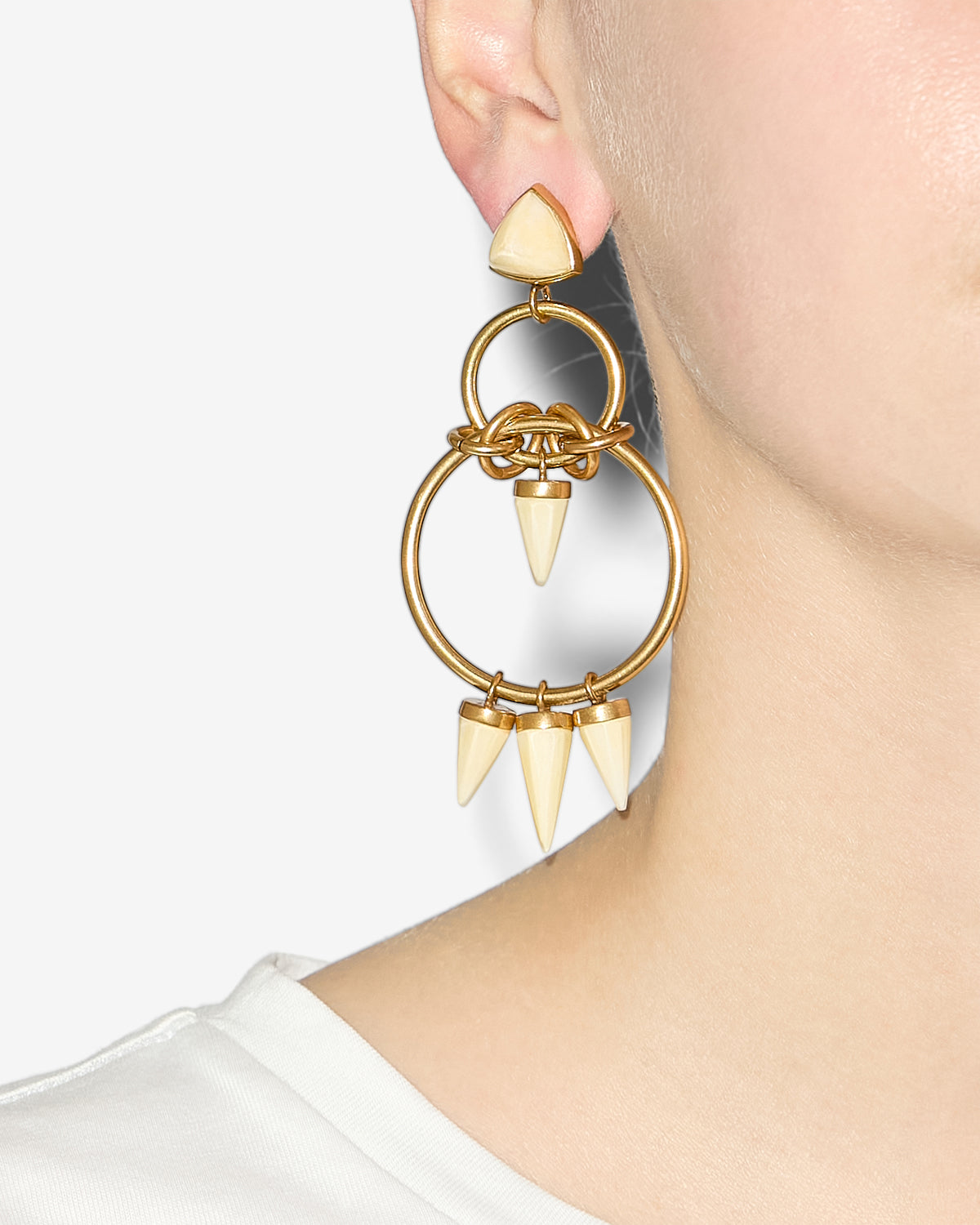 Be with you earrings Woman Ecru-light brass 1