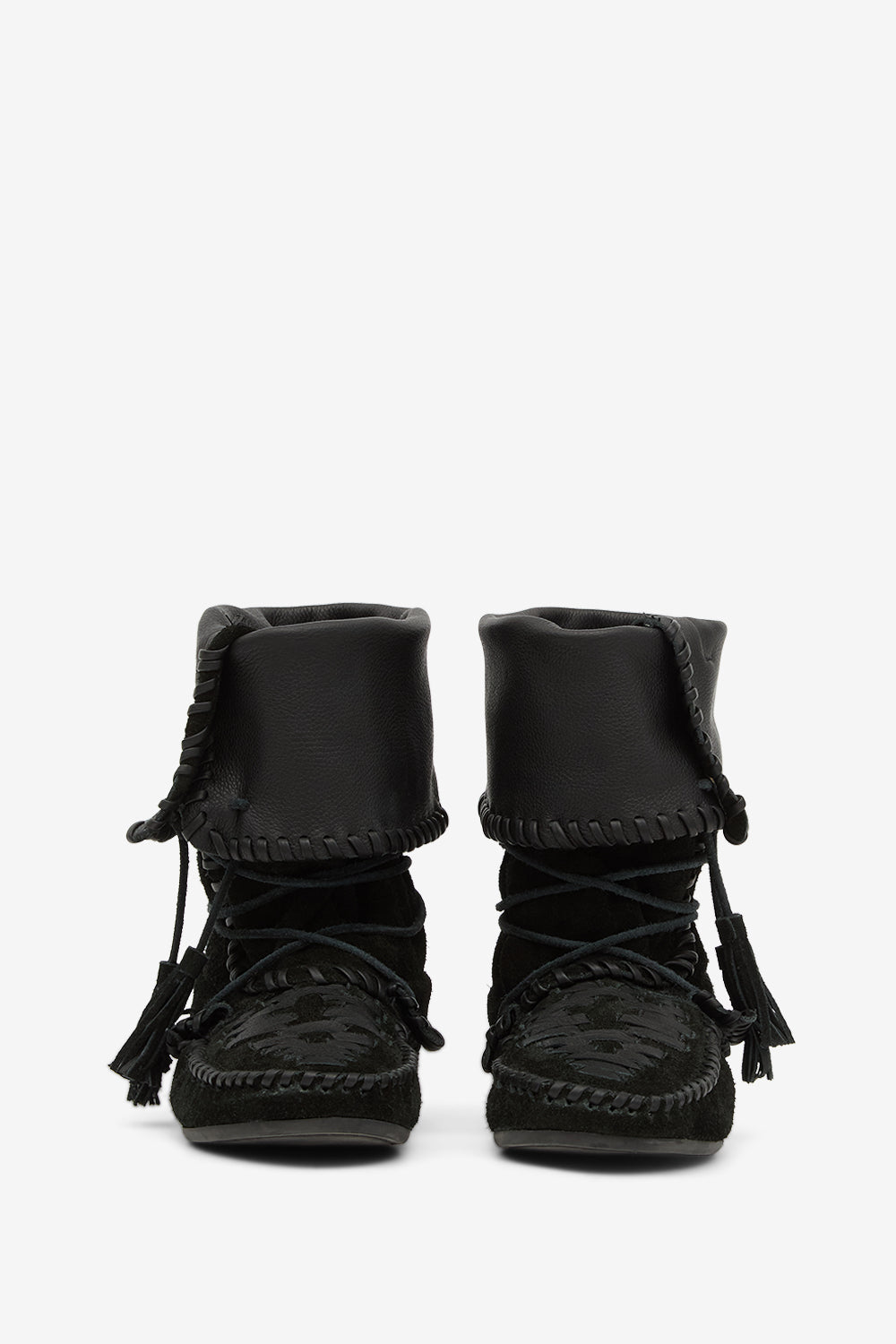 Bottes winki en cuir suédé et tressé - Noir - Woman - 4