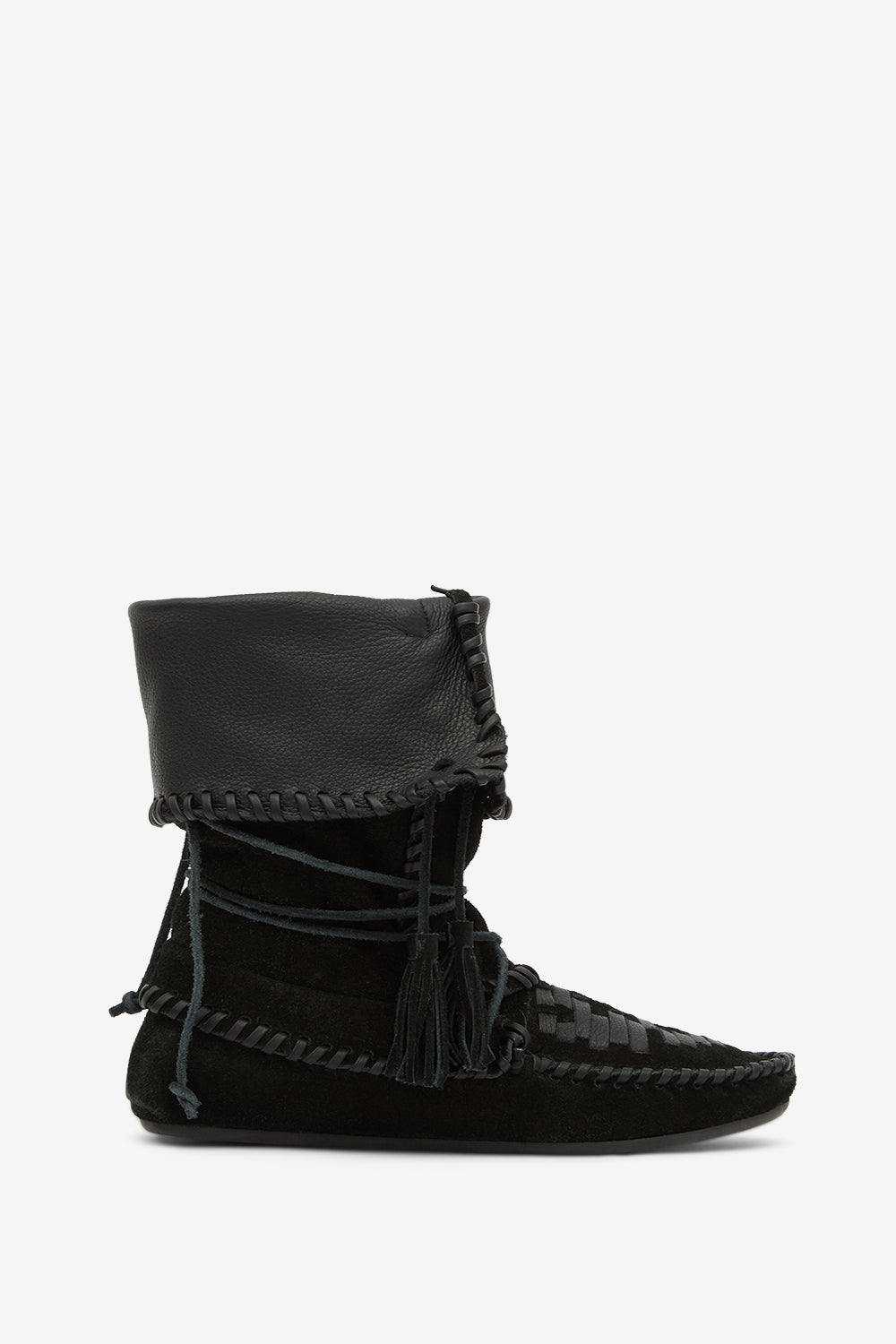 Bottes winki en cuir suédé et tressé - Noir - Woman - 1