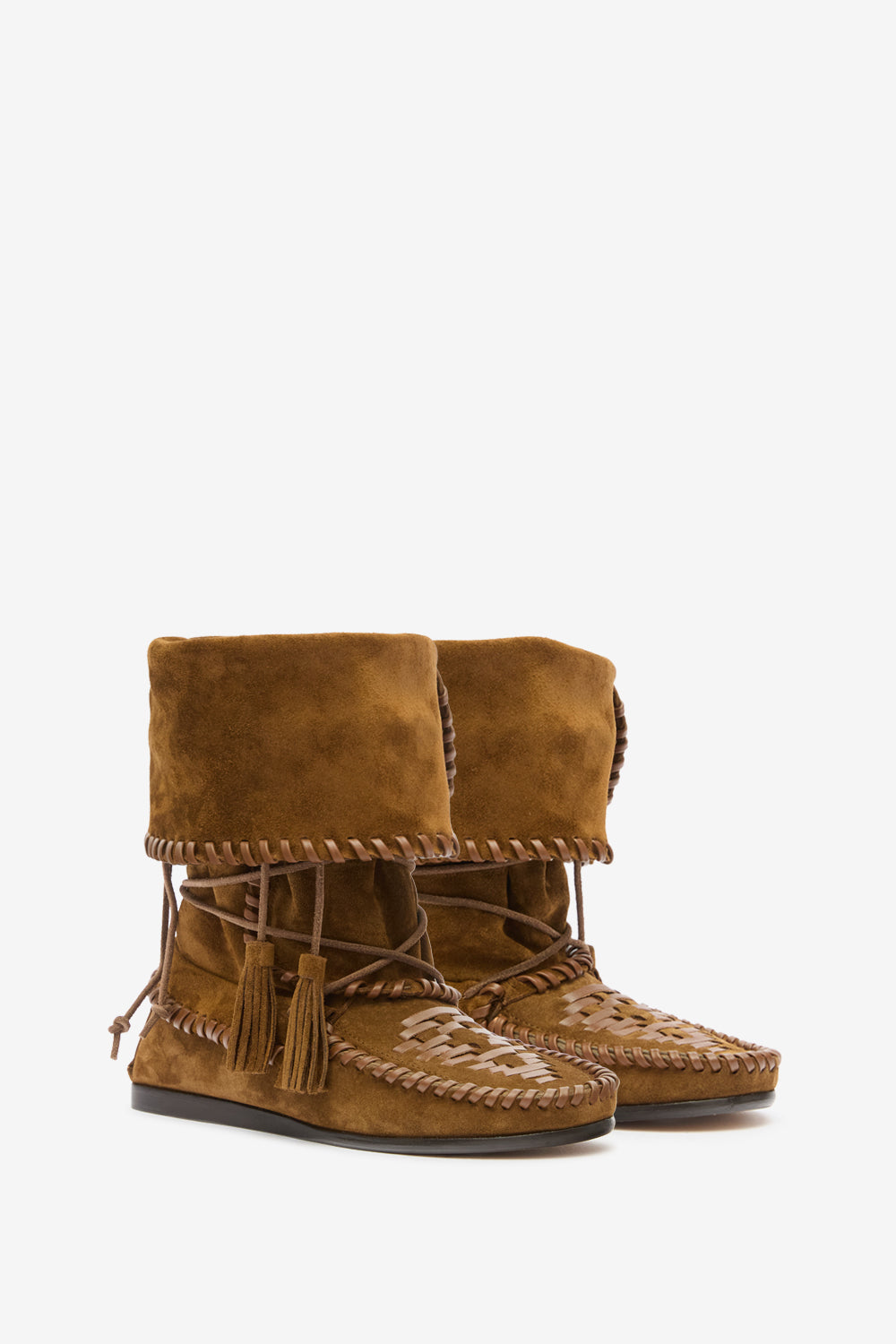 Winki boots in braided and suede leather - Light bronze - Woman - 3