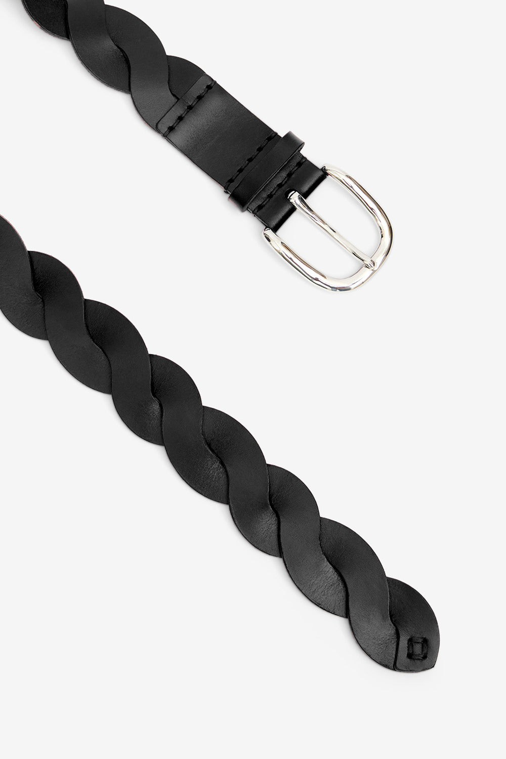 Cintura zigza in pelle intrecciata - Nero - Woman - 3