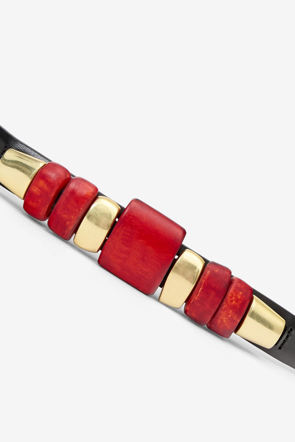 Raissa leather jewel belt - Henna-light brass - Woman - 3