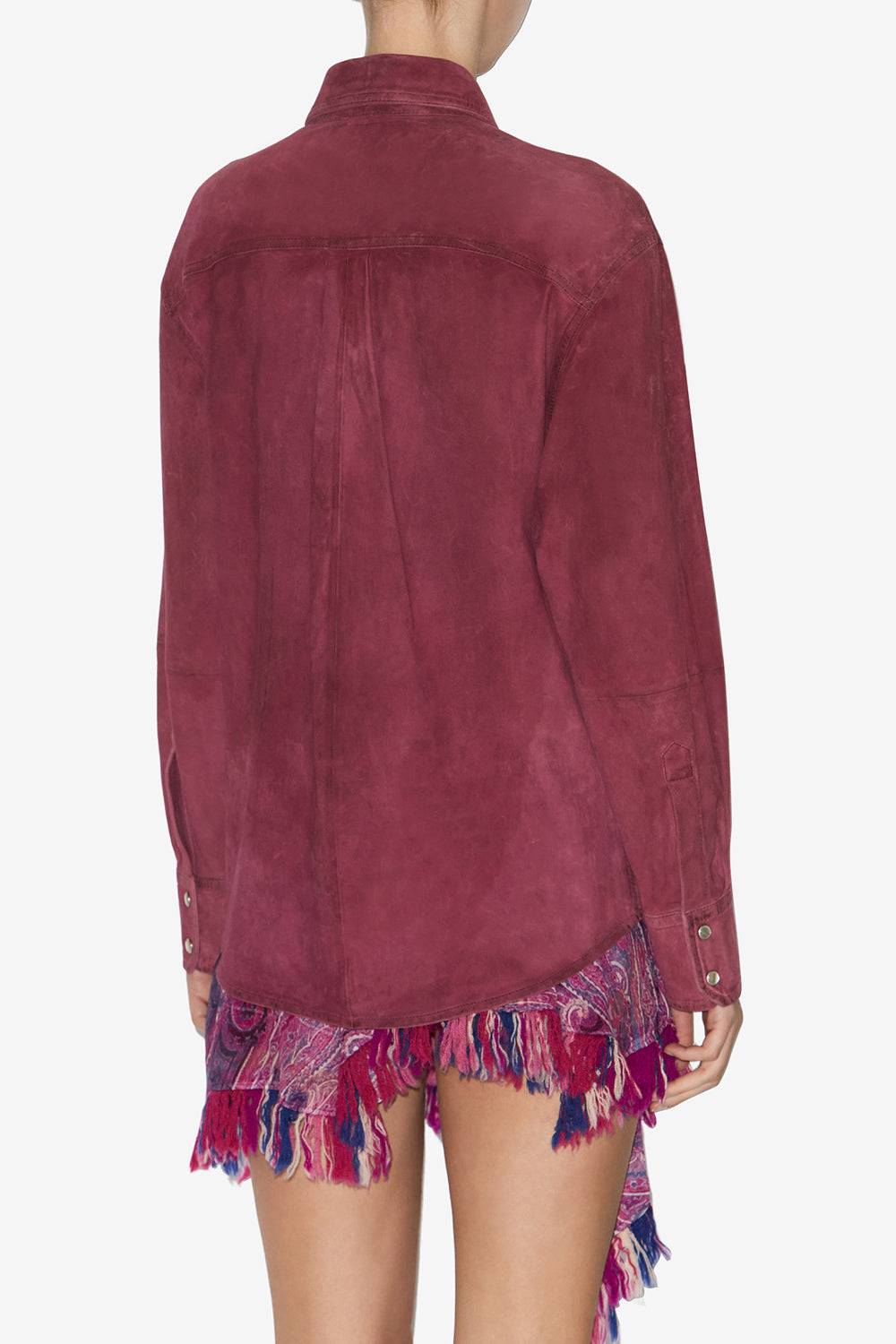 Danisia suede leather shirt - Raspberry - Woman - 5