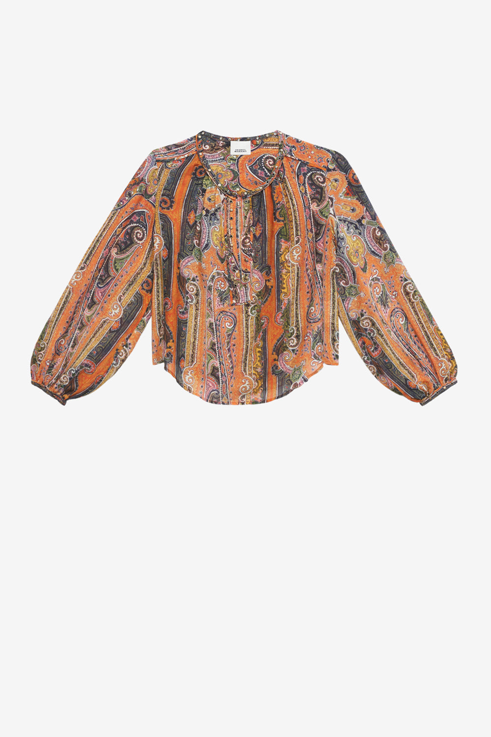 May printed silk blouse with studs and eyelets - Orange - Woman - 1