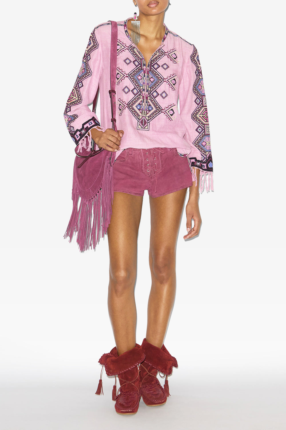 Zelda embroidered matka silk blouse - Antique pink - Woman - 2