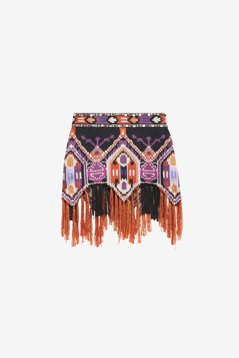 Yolana fringed embroidered skirt - Orange - Woman - 1