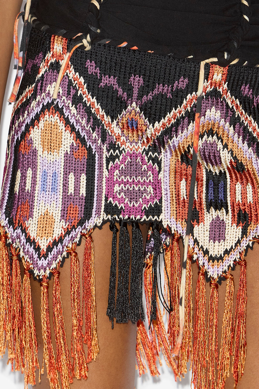 Yolana fringed embroidered skirt - Orange - Woman - 3