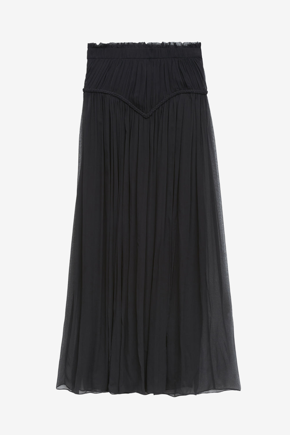 Rolande gathered plain-colored silk skirt - Black - Woman - 1