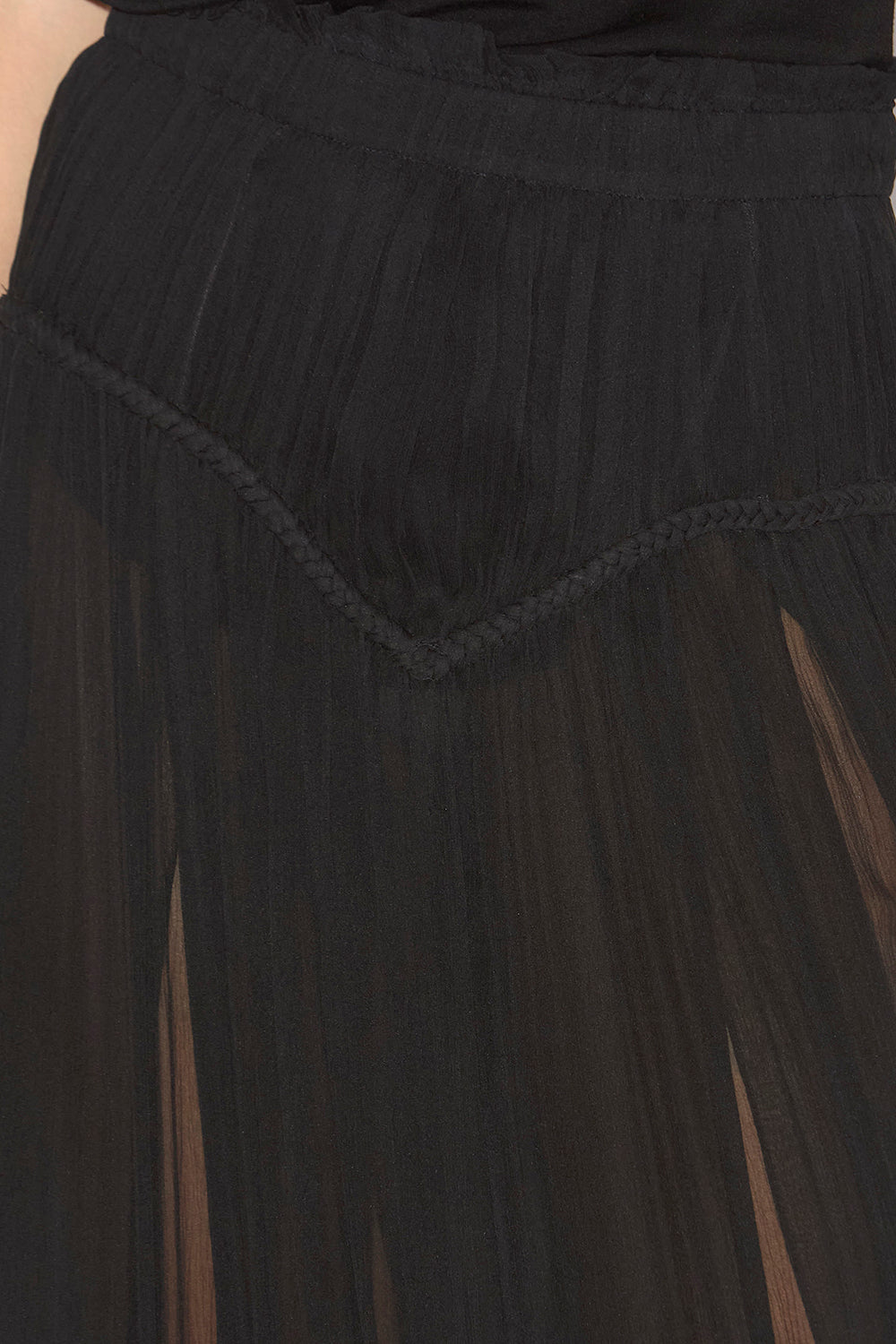 Rolande gathered plain-colored silk skirt - Black - Woman - 2