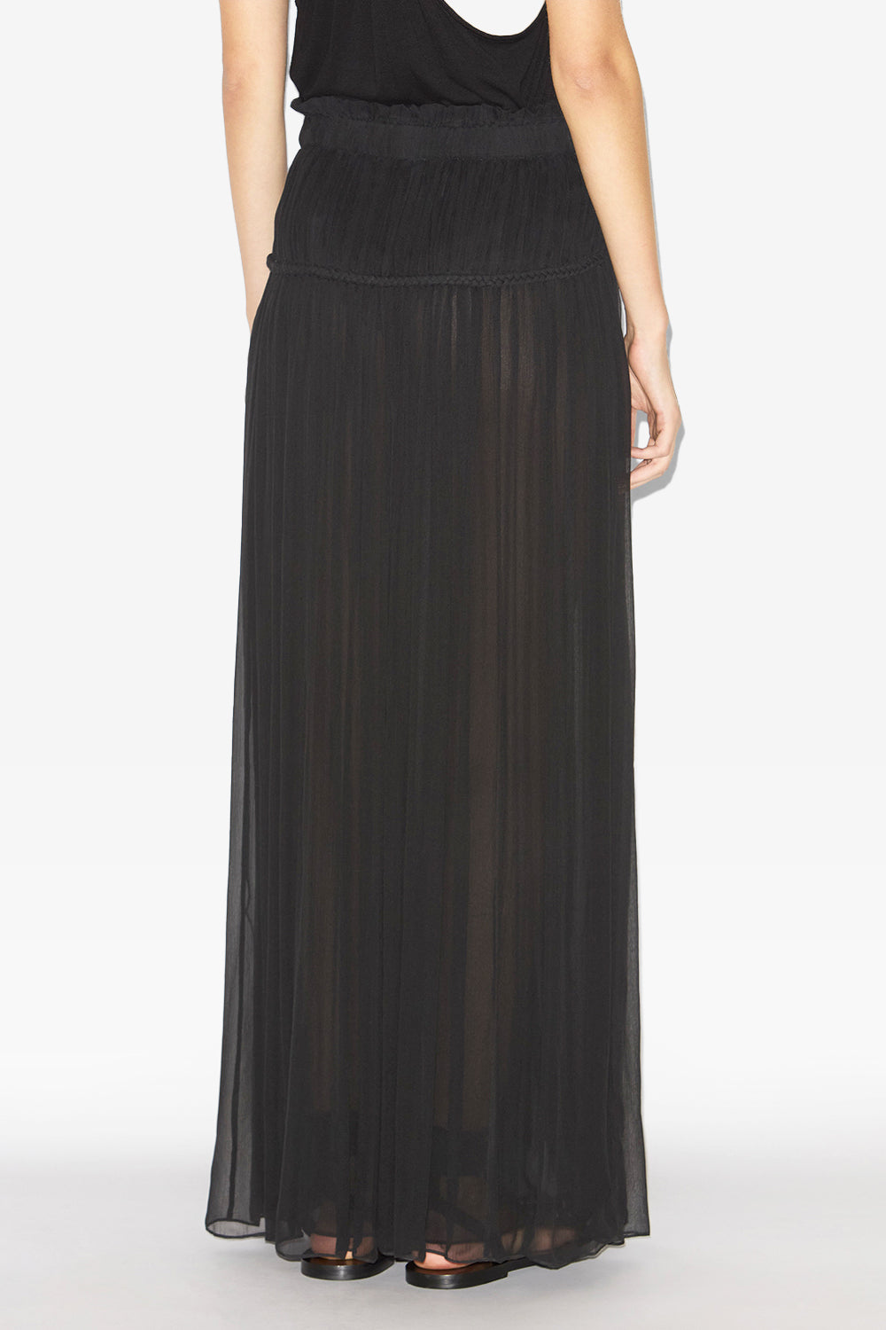 Rolande gathered plain-colored silk skirt - Black - Woman - 4