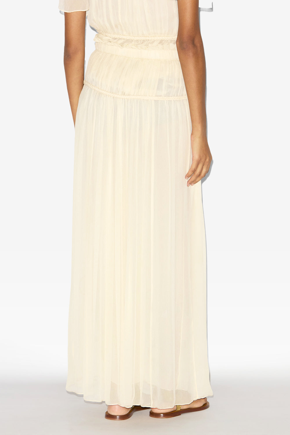 Rolande gathered plain-colored silk skirt - Ecru - Woman - 5