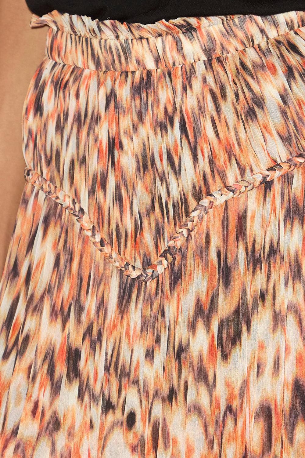 Rolande gathered printed silk skirt - Orange - Woman - 3