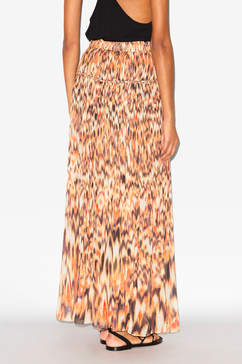 Rolande gathered printed silk skirt - Orange - Woman - 5