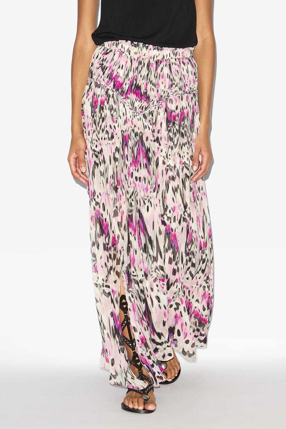 Rolande gathered printed silk skirt - Pink - Woman - 4