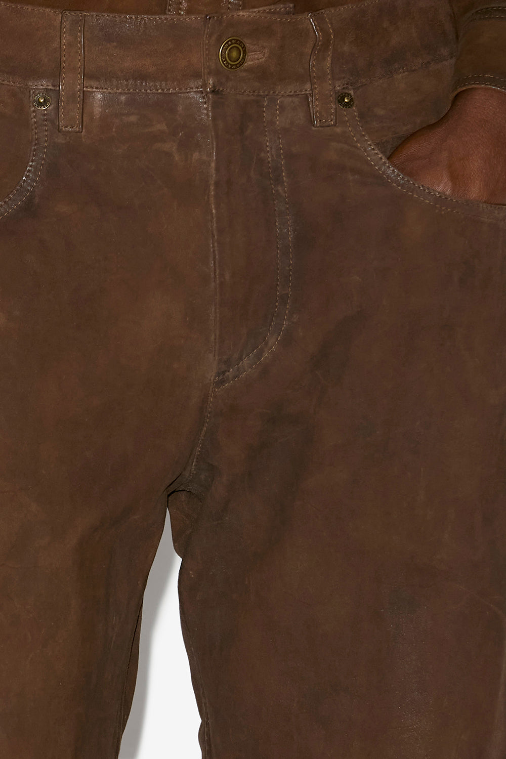 Pantaloni lewys in pelle scamosciata - Marrone - Man - 3