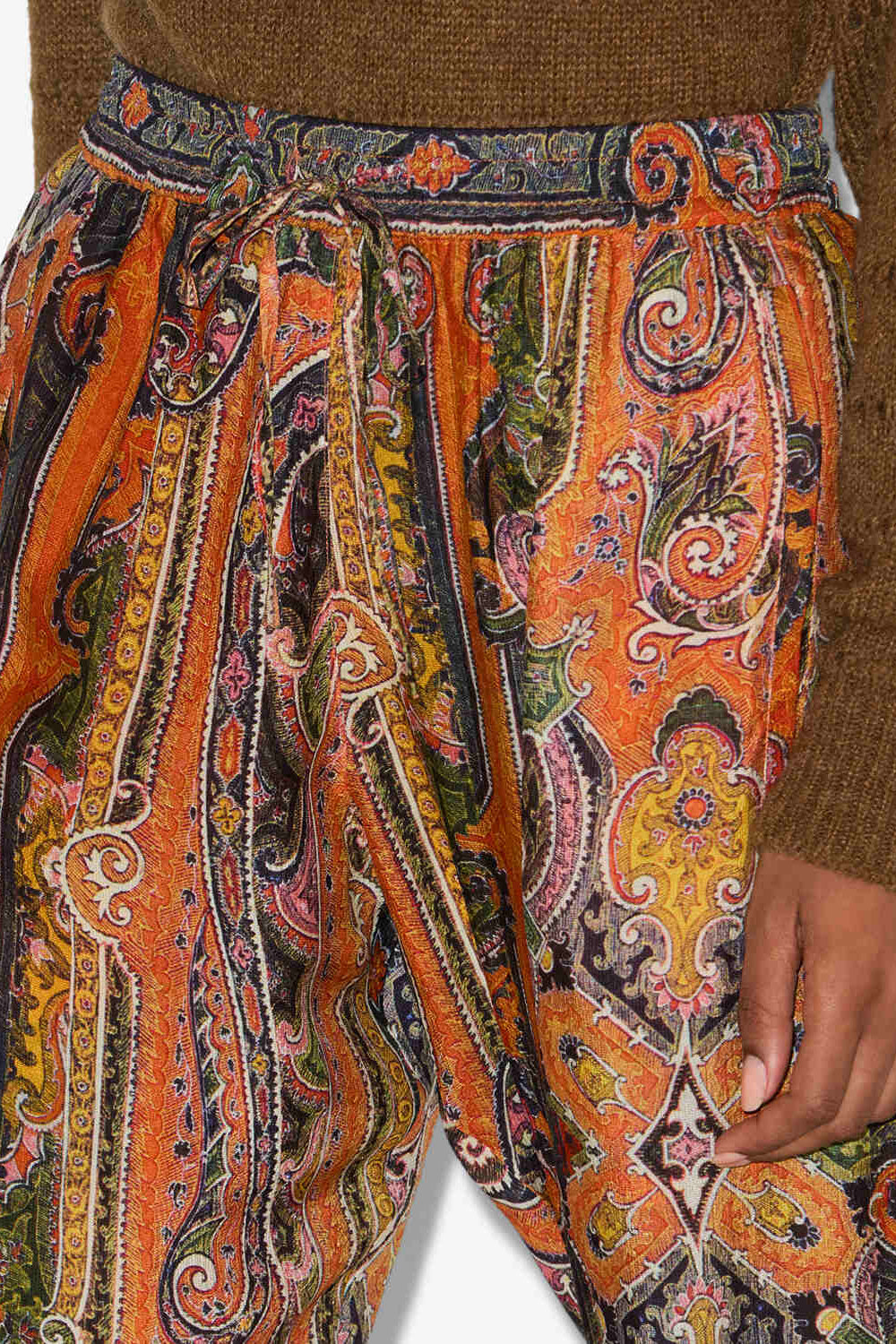 Sydna pants in printed silk - Orange - Woman - 3